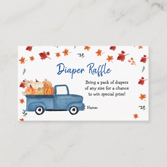 Pumpkin Truck Diaper Raffle Card, Enclosure Card (Front)