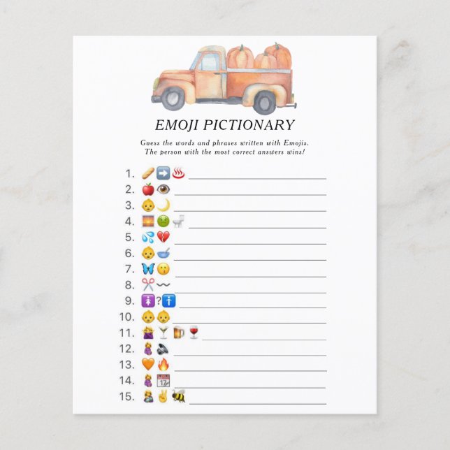 Pumpkin truck \ Emoji pictionary game (Front)
