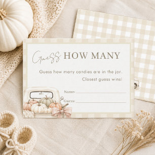 Pumpkin Truck Fall Baby Shower Guess How Many Card
