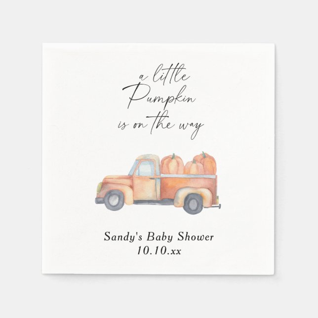 Pumpkin truck - Little pumpkin is on the way Napkins (Front)