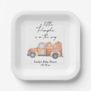 Pumpkin truck - Little pumpkin is on the way Paper Plates
