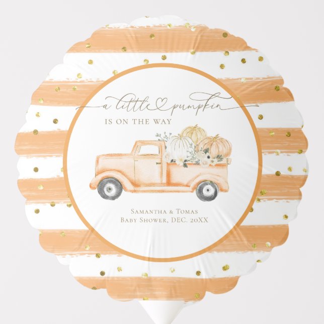 Pumpkin Truck Modern Fall Baby Shower Balloon (Front)