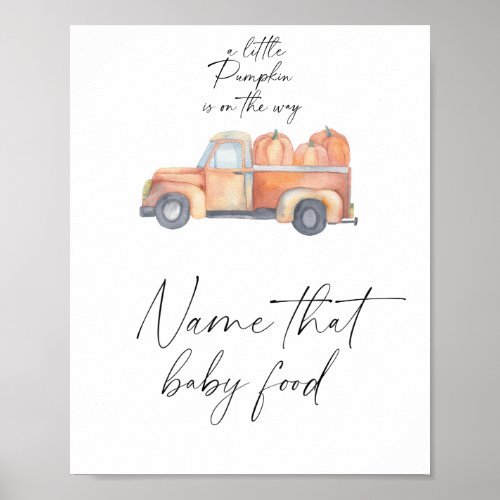 Pumpkin truck _ name that baby food poster