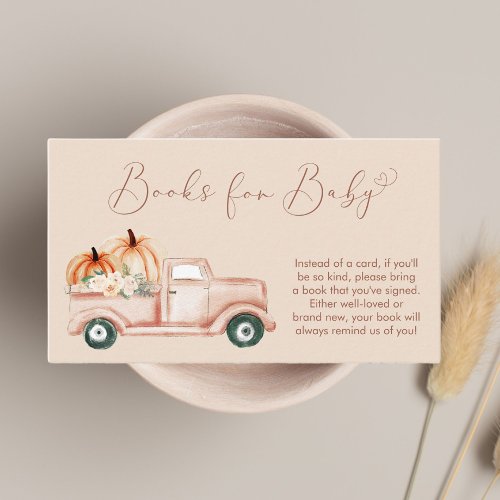 Pumpkin Truck Terracotta Books For Baby Shower Enclosure Card