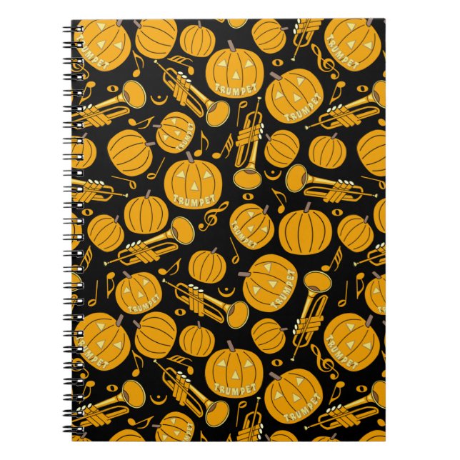 Pumpkin Trumpet Music Notes Notebook (Front)
