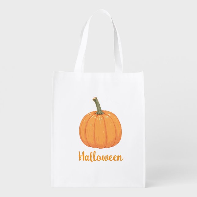 Pumpkin Tshirt Grocery Bag (Back)