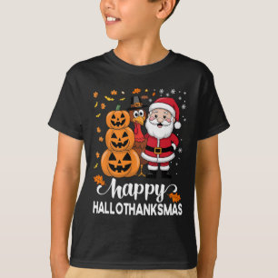 Pumpkin Turkey Santa Squad Happy Hallothanksmas Th T-Shirt