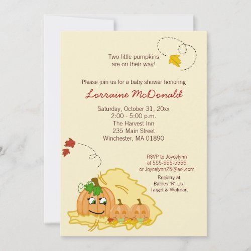 Pumpkin Twins (Neutral) Baby Shower Invitation