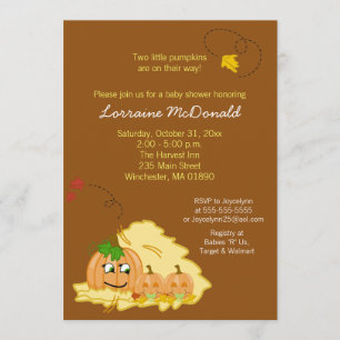 Pumpkin Twins (Neutral) Baby Shower Invitation
