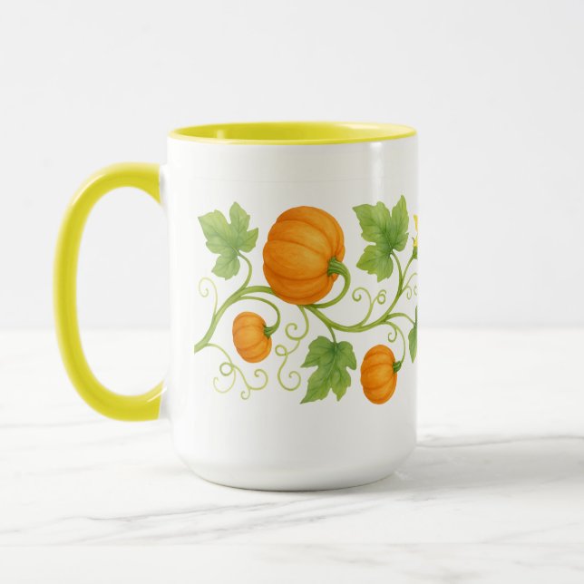 Pumpkin Vine With Flowers Frieze Mug (Left)