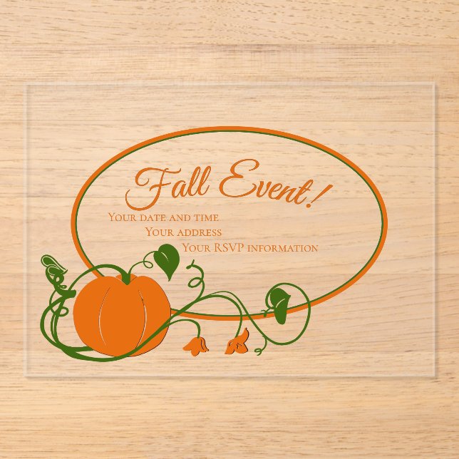 Pumpkin Vines Acrylic Invitation (Front)