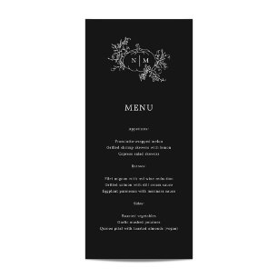 Pumpkin Vines Black Monogram Wedding Menu