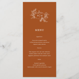 Pumpkin Vines Black Monogram Wedding Menu