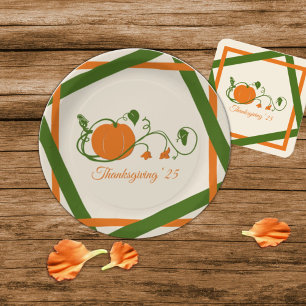 Pumpkin Vines Lattice Paper Plates