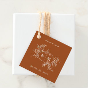 Pumpkin Vines Monogram Wedding Favor Tags