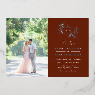 Pumpkin Vines Monogram Wedding Foil Invitation