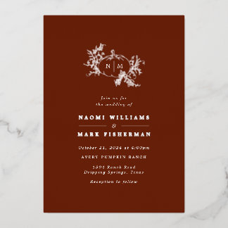 Pumpkin Vines Monogram Wedding Foil Invitation