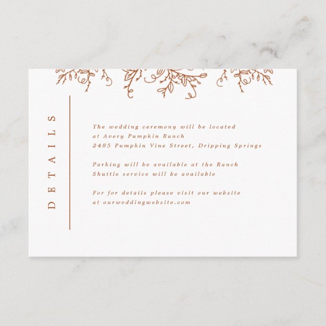 Pumpkin Vines Monogram Wedding Insert (Front)