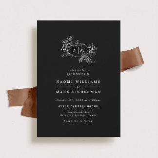 Pumpkin Vines Monogram Wedding Invitation