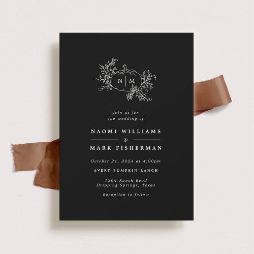 Pumpkin Vines Monogram Wedding Invitation