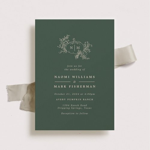 Pumpkin Vines Monogram Wedding Invitation