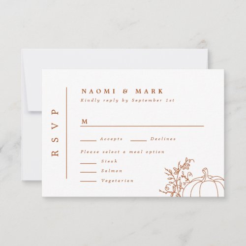 Pumpkin Vines Monogram Wedding RSVP Card