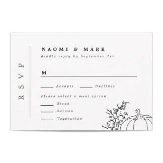 Pumpkin Vines Monogram Wedding RSVP Card