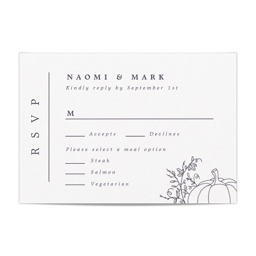 Pumpkin Vines Monogram Wedding RSVP Card