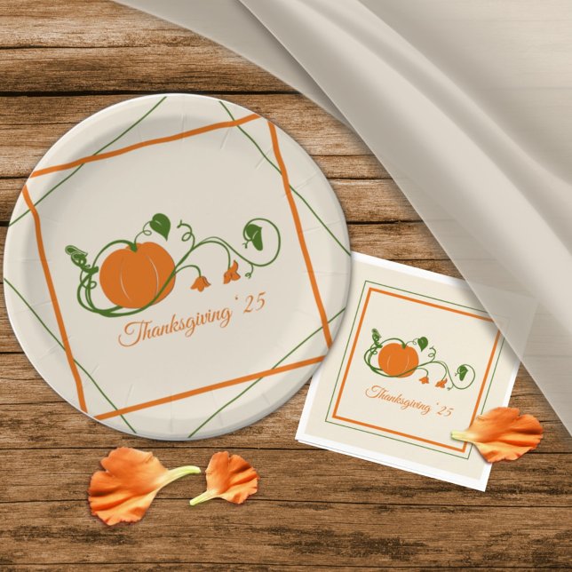 Pumpkin Vines Paper Plates (Creator Uploaded)