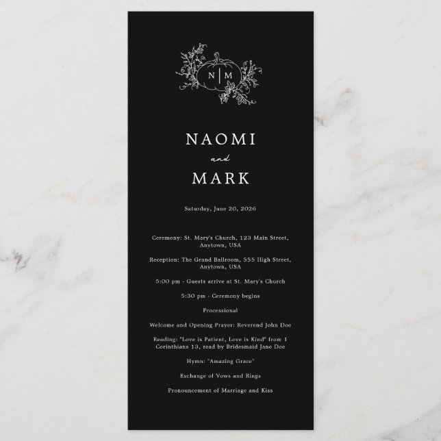 Pumpkin Vines Wedding Program (Front)