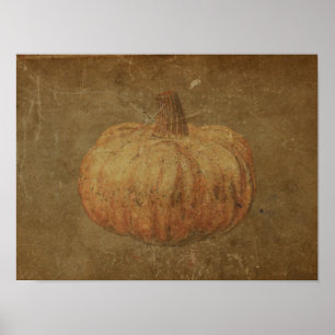 Pumpkin Vintage Antique Orange Autumn Texture Poster