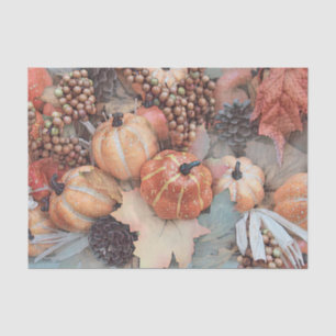 Pumpkin Vintage Antique Orange Gray Fall Art Tissue Paper