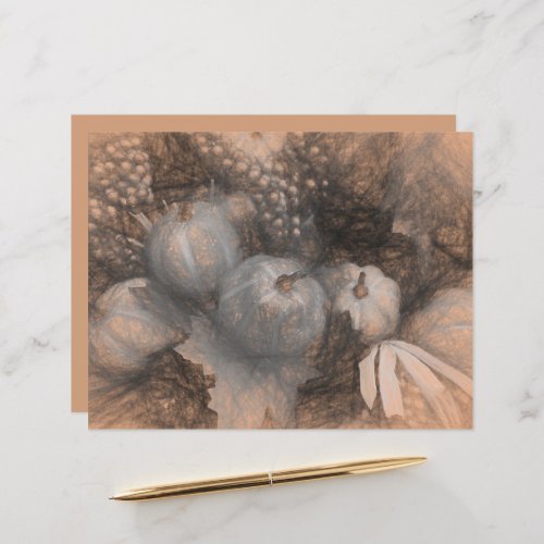 Pumpkin Vintage Antique Sepia Gray Fall Sketch Art