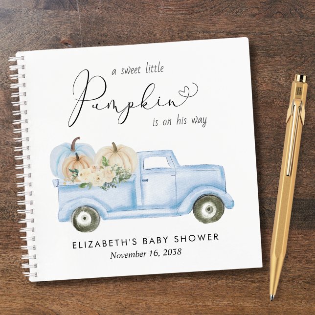 Pumpkin Vintage Truck Baby Boy Shower Guest Book (Creator Uploaded)