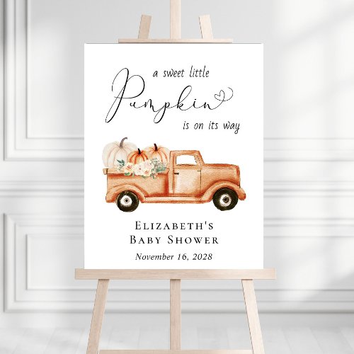 Pumpkin Vintage Truck Baby Shower Welcome Foam Board