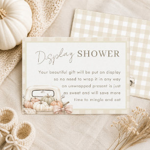 Pumpkin Vintage Truck GIngham Baby Display Shower Enclosure Card