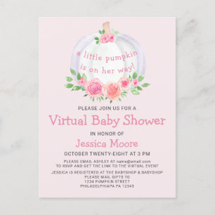 Pumpkin Virtual Baby Shower Invitation Postcard