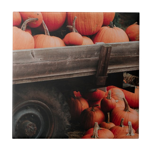 pumpkin wagon ceramic tile (Front)
