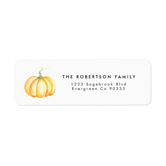 Pumpkin Watercolor Address Label (Front)
