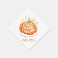 Pumpkin watercolor art friendsgiving napkins