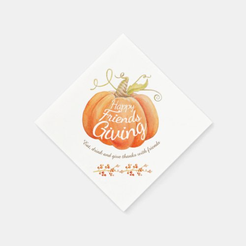 Pumpkin watercolor art friendsgiving napkins