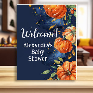 Pumpkin Watercolor Autumn Baby Shower Welcome Foam Board