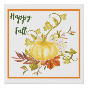 Pumpkin Watercolor Autumn Decor Faux Canvas Print