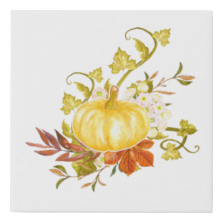 Pumpkin Watercolor Autumn Decor Faux Canvas Print
