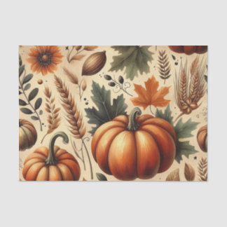 Pumpkin Watercolor Autumn Pattern for Fall Tissue Paper
