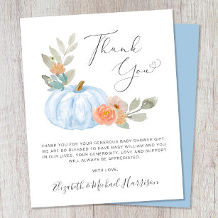 Pumpkin Baby Shower Invitation 2 - FREE thank you card – Dazzle