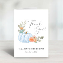 Pumpkin Watercolor Baby Boy Shower Thank You Card