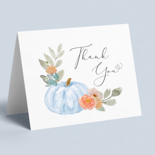 Pumpkin Watercolor Baby Boy Shower Thank You Card