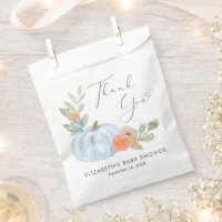 Pumpkin Watercolor Baby Boy Shower Thank You Favor Bag