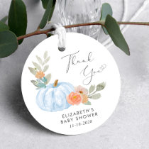 Pumpkin Watercolor Baby Boy Shower Thank You Favor Tags